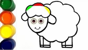 آموزش نقاشی برای خردسالان ؛  نقاشی زیبای گوسفند