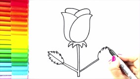 آموزش نقاشی آسان | نقاشی کودکانه گل رز