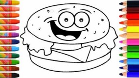 آموزش نقاشی برای کودکان ؛ نقاشی آسان ساندویچ همبرگر