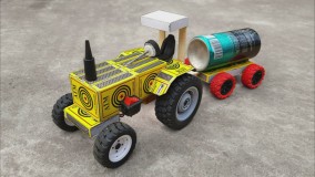 ایده جالب ساخت تراکتور با بسته ی چوب کربیت