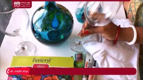 نقاشی روی شیشه _ آموزش نقاشی طرح طاووس بر روی گلدان