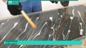 ایجاد طرح مرمر بر روی صفحه کابینت با رزین اپوکسی