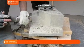 آموزش سنگ تراشی _ ساخت آبنما با سنگ آهگ