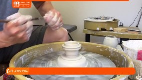 آموزش سفالگری با چرخ- قوری مدل دار