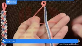 آموزش مکرومه بافی دستبند - ساخت دستبند با گره مربعی شکل رنگی