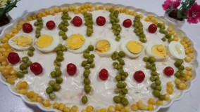 طرز تهیه سالاد الویه با مرغ به صورت مجلسی و خوشمزه