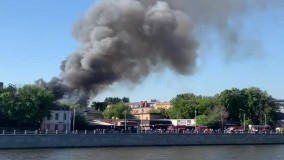 حریق گسترده انبار نگهداری مواد شیمیایی در مسکو