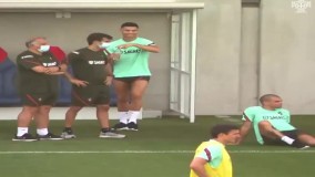 شوخی رونالدو با پپه در تمرینات پرتغال