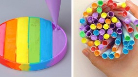 ایده‌های جالب تزیین کیک رنگین کمانی : آموزش تزیین کیک و دسر