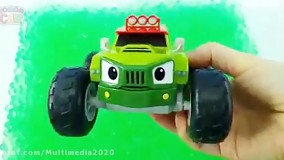 کارتون ماشین سنگین ها و یادگیری رنگ ها با سرسره جادویی