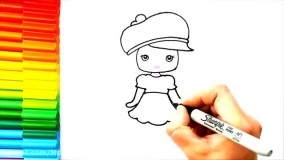 آموزش نقاشی کودکانه _ نقاشی دختر توت فرنگی