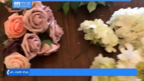 آموزش تشریفات عروسی | ایده های جالب عروسی | پذیرایی و تشریفات (دسته گل حلقه ای با ساقه خیلی کوتاه)