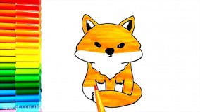 آموزش نقاشی کودکانه بسیار زیبا _ نقاشی روباه کودکانه