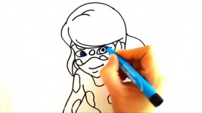 آموزش نقاشی کودکانه | نقاشی دختر کفشدوزکی دخترانه