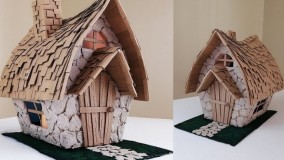 آموزش کاردستی آسان با چوب | ساخت کاردستی کلبه چوبی