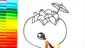 آموزش نقاشی برای کودکان _ نقاشی زیبای هندوانه