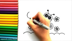 آموزش نقاشی حیوانات برای کودکان _ نقاشی زنبور عسل با رنگ آمیزی