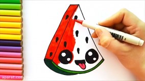 آموزش نقاشی کودکانه | نقاشی هندوانه کودکانه