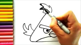 آموزش نقاشی کودکانه انگری برد / نقاشی پرنده خشمگین کودکانه