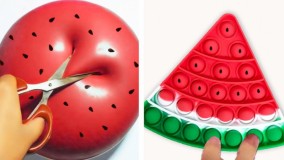 اسلایم بازی با طرح هندوانه _ آموزش بازی اسلایم _ اسلایم آرامبخش سرگرمی