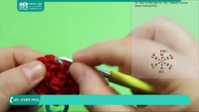 بافتنی-بافت کلاه و شالگردن-چگونگی قلاب بافی بافت کلاه کریسمس