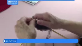 بافتنی-قلاب بافی-آموزش بافندگی آسان با دو رنگ برای بافت کلاه