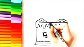 آموزش فوق العاده نقاشی _ نقاشی کیک تولد بسیار زیبا