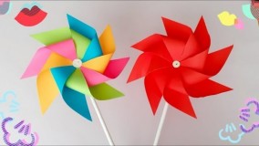 آموزش کاردستی با کاغذ _ ساخت فرفره های رنگی