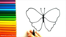 آموزش نقاشی کودکانه | نقاشی حیوانات پروانه زیبا با رنگ آمیزی