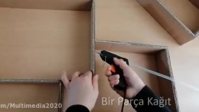 آموزش کاردستی ساخت قفسه دیواری _ طرز تهیه قفسه مقوایی