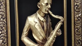 تابلو پلی استر طرح مرد ساکسیفون زن آلتو – دیجی دکوری