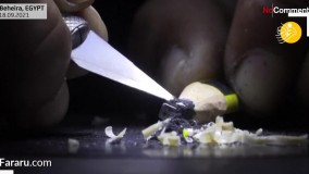 حک مجسمه فراعنه روی نوک مداد