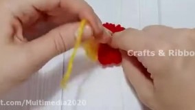 آموزش زیبای بافتنی با گیره _ ایده ساخت گل فوق العاده آسان با پشم