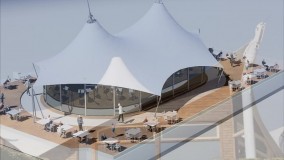 سقف خیمه ای مجتمع پذیرایی-سایبان خیمه ای رستوران-فروش سقف خیمه ای تالار-حقانی09380039391