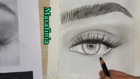 اموزش طراحی چشم سیاه قلم همراه با توضیحات