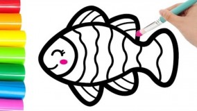 آموزش نقاشی کودکانه _ نقاشی بسیار زیبای ماهی