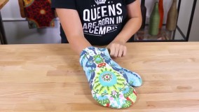 دوخت سرویس آشپزخانه پارچه ای-دوخت دستگیره-(دوخت دستکش فر)