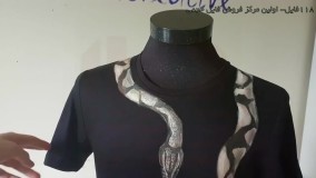 نقاشی روی پارچه -طراحی روی پارچه-طرح مار روی تیشرت