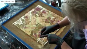 نقاشی با رزین-آموزش نقاشی آبستره-گارلند طلایی سه بعدی