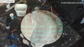 نقاشی با رزین-آموزش نقاشی آبستره-نقاشی آبستره امواج دریایی