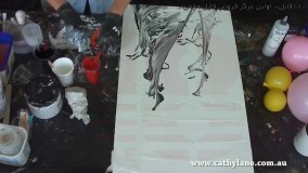 نقاشی با رزین-آموزش نقاشی آبستره-نقاشی آبستره تمبر بالون