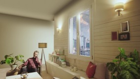 انعکاس زیبایی خانه در پنجره های سفید وین تک