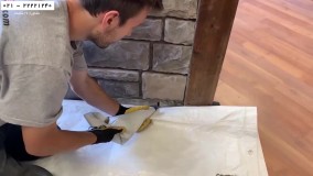 نصب سنگ آنتیک-نصب سنگ آنتیک روی کاغذ دیواری -نصب سنگ مصنوعی به روش دوغاب کاری