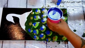 نقاشی آبستره سه بعدی-آموزش نقاشی آبستره-نقاشی آبستره طاووس