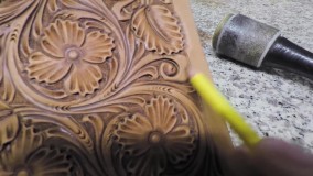 حکاکی روی چرم آنلاین-الگوی حکاکی روی چرم-(حکاکی طرح پنج گل بر روی چرم)
