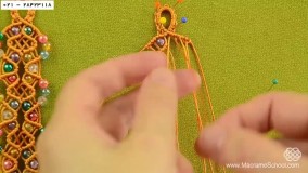 بافت دستبند مکرومه بافی طرح گل-مکرومه-دستبند مکرومه با مهره رنگی