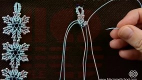 بافت دستبند مکرومه با مهره- دستبند بافتنی-دستبند طرح گل منجمد