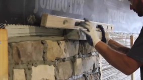 نصب سنگ آنتیک-آموزش مراحل نصب سنگ مصنوعی -نصب سنگ آنتیک روی کاغذ دیواری