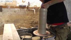 سفالگری با دست-ساخت ظروف سفالی-ساخت گلدان سفالي بر روی چرخ