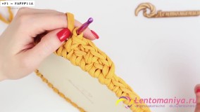 بافت سبد تریکو -آموزش تصویری تریکو بافی- بافت سبد دسته دار چرمی